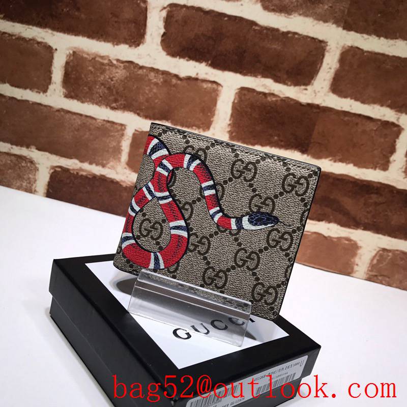 Gucci GG Supreme Men Short Wallet snake Purse