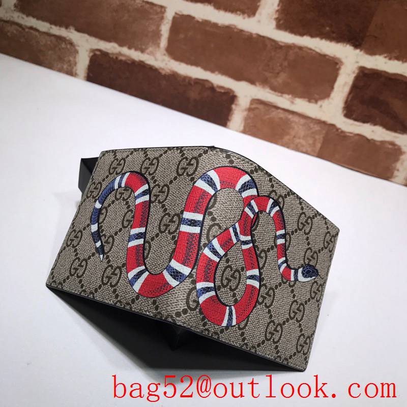 Gucci GG Supreme Men Short Wallet snake Purse