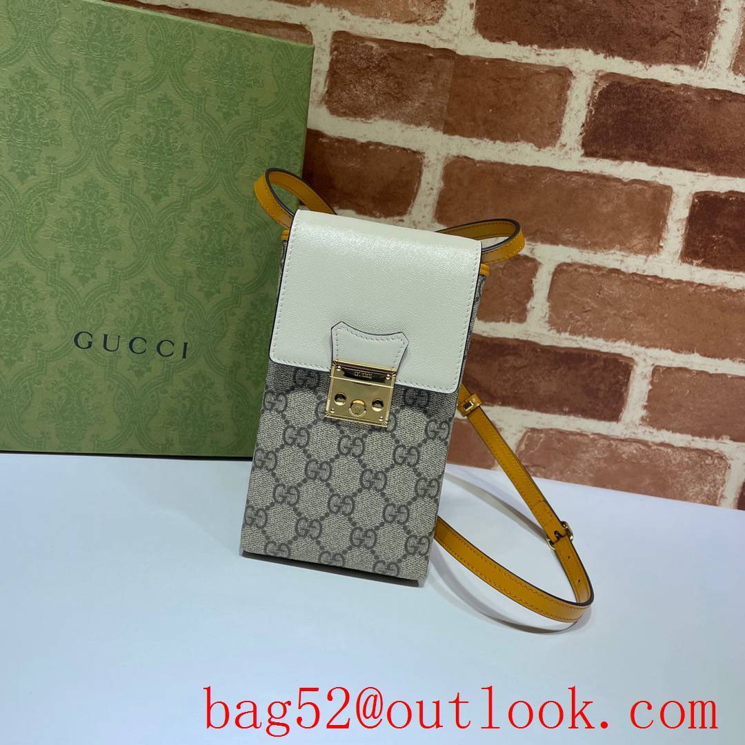 Gucci Supreme Mini white Padlock Cellphone Pouch Crossbody Bag