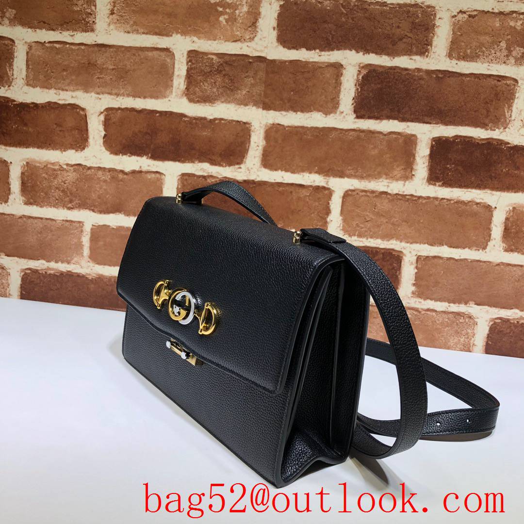 Gucci Zumi Horsebit Black Grained calfskin Shoulder Bag