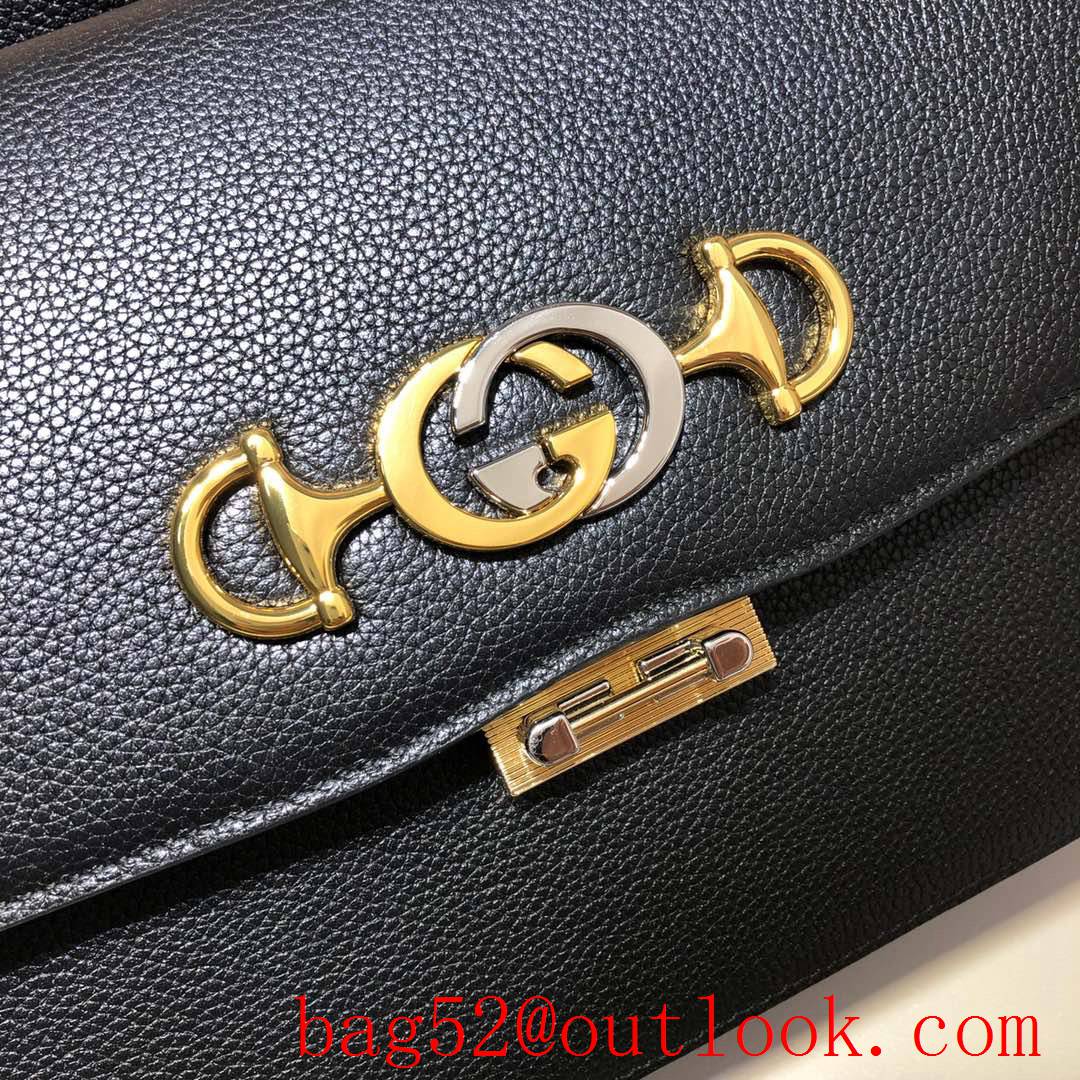 Gucci Zumi Horsebit Black Grained calfskin Shoulder Bag