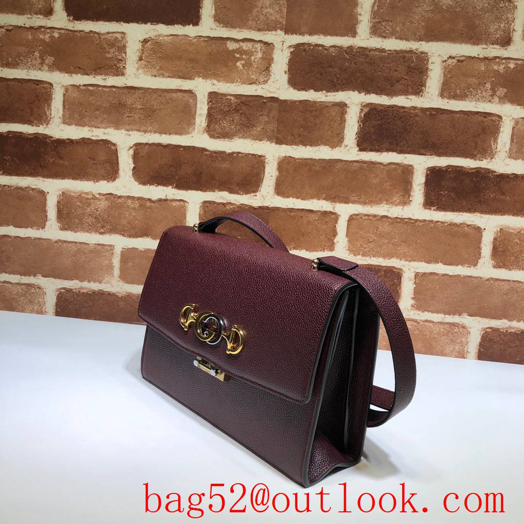 Gucci Zumi Horsebit wine Grained calfskin Shoulder Bag