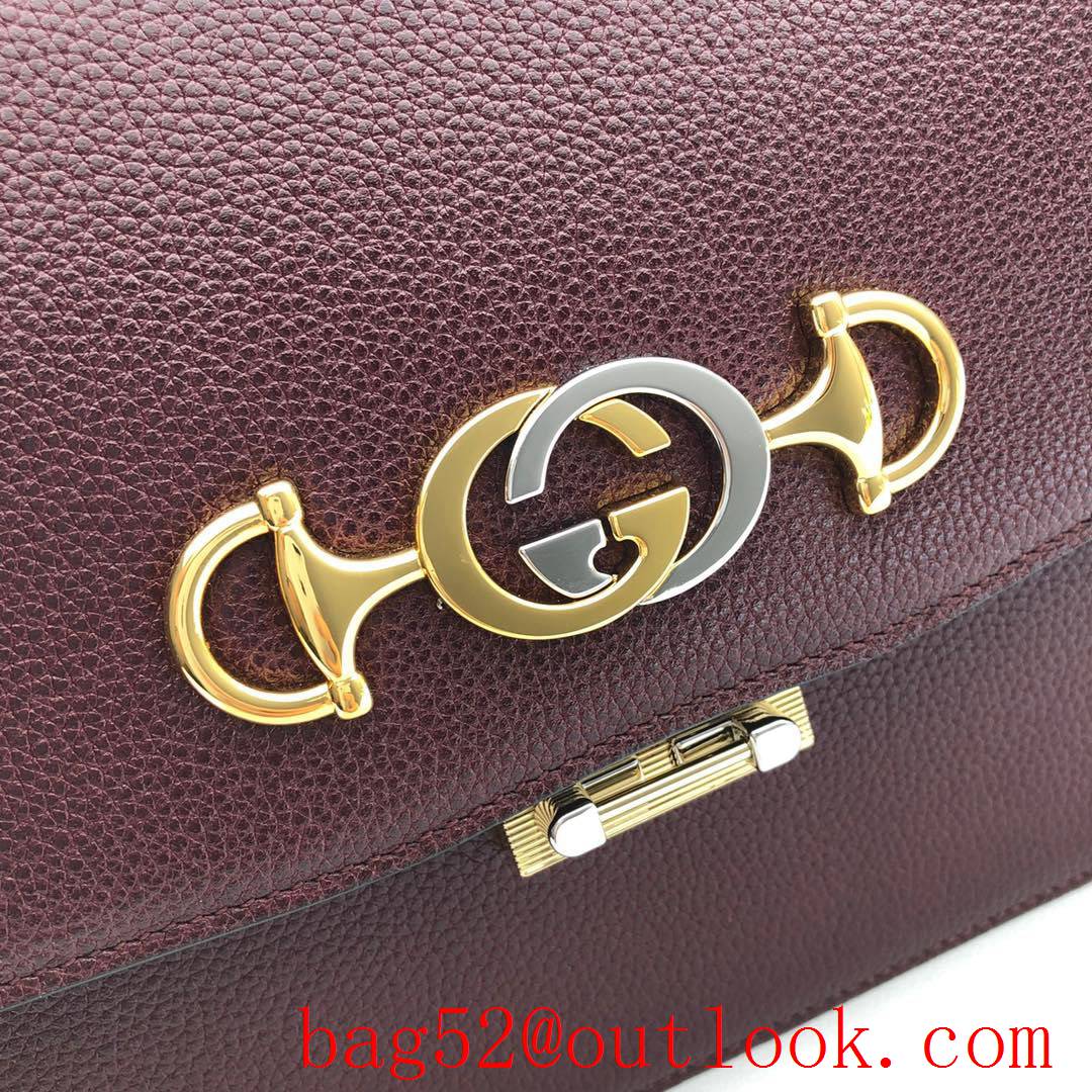 Gucci Zumi Horsebit wine Grained calfskin Shoulder Bag