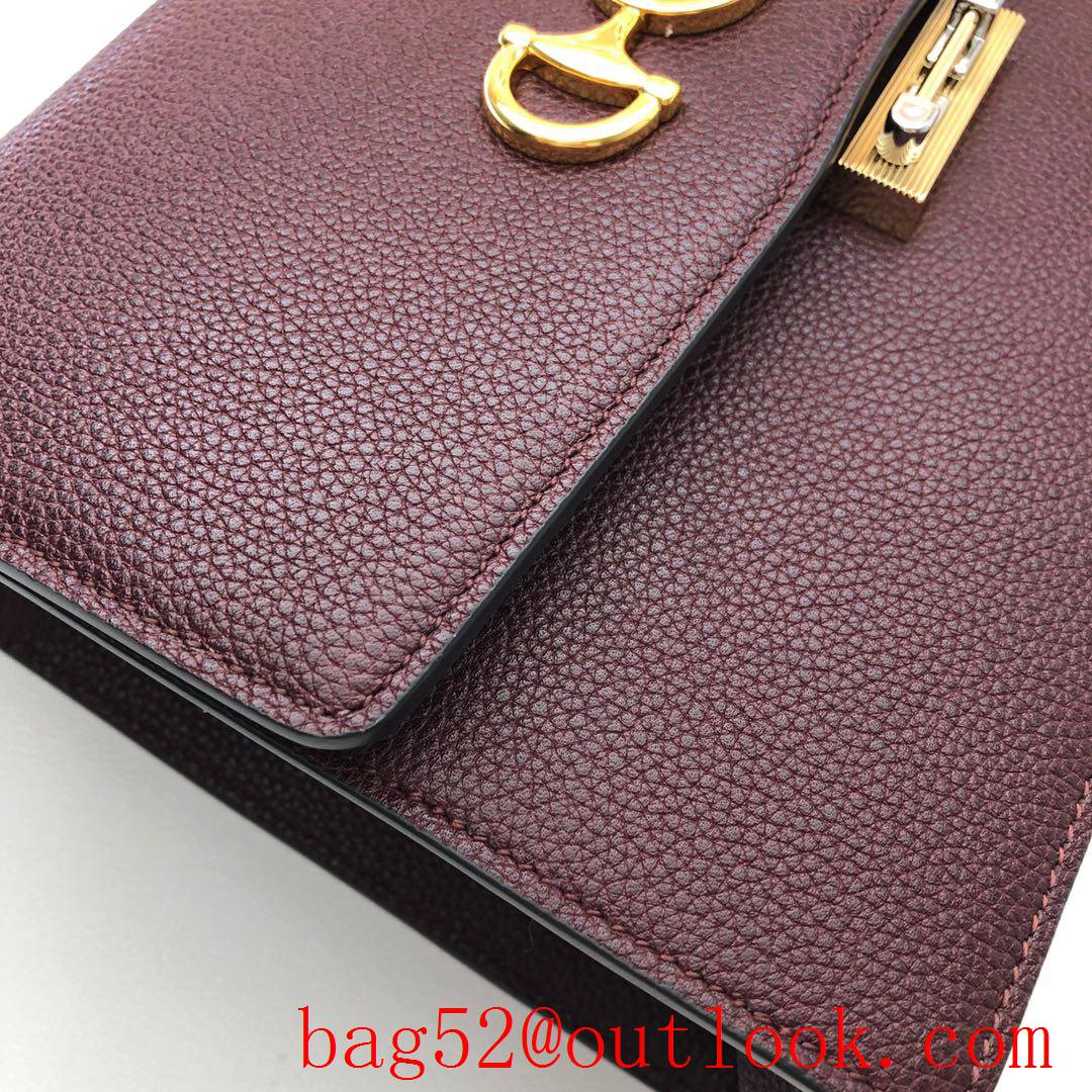 Gucci Zumi Horsebit wine Grained calfskin Shoulder Bag