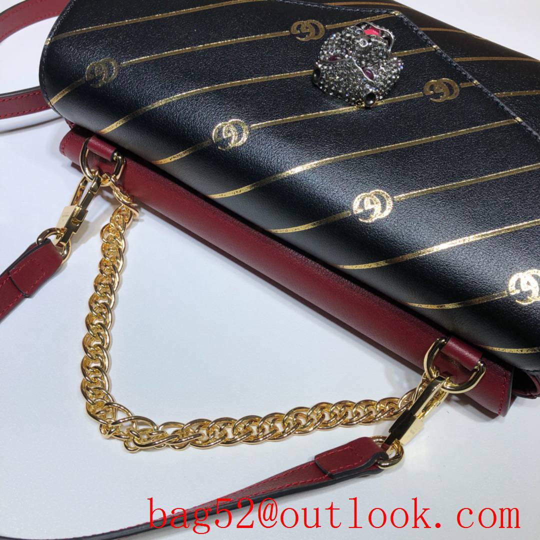 Gucci GG black v red calfskin Shoulder Bag