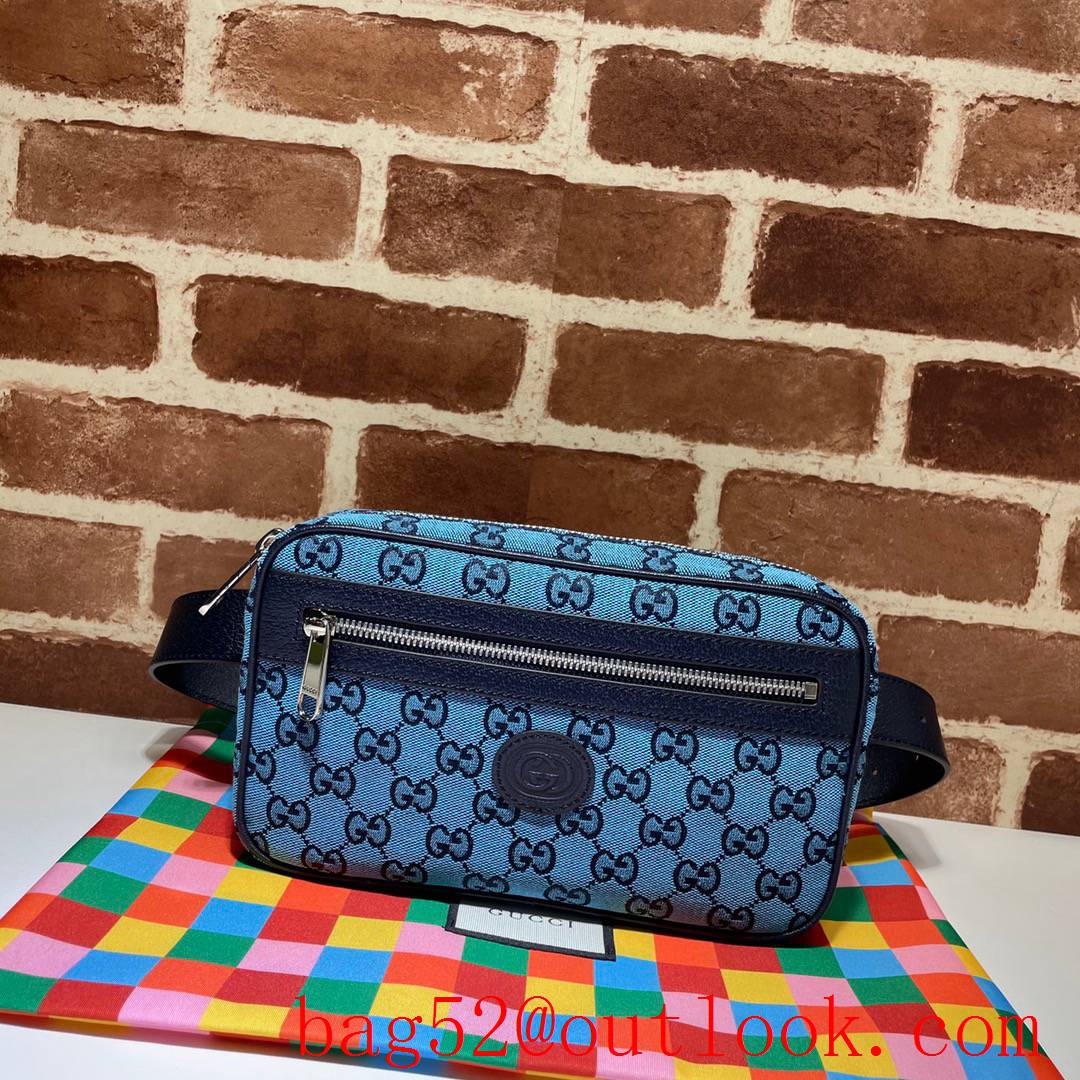 Gucci GG Signature Small blue Zipper Belt Bag