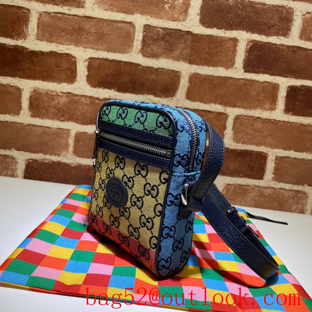 Gucci GG Signature men mini tri-color Crossbody shoulder Bag 