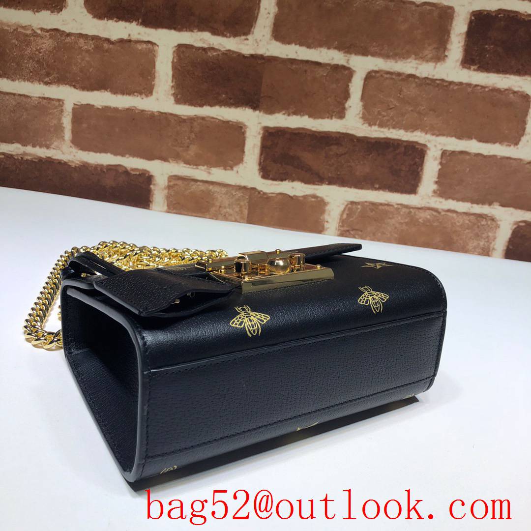 Gucci Padlock small black Bee Star chain Shoulder Bag