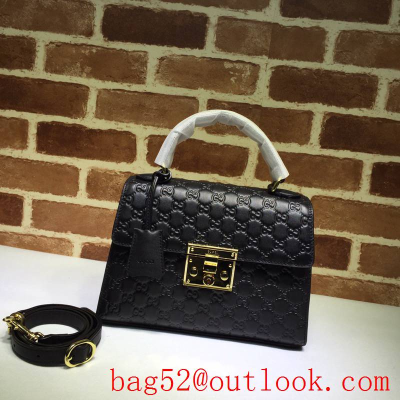 Gucci Padlock GG Supreme black leather Shoulder tote Bag