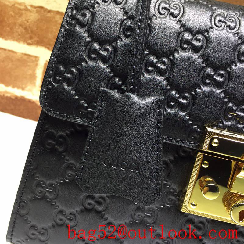 Gucci Padlock GG Supreme black leather Shoulder tote Bag 