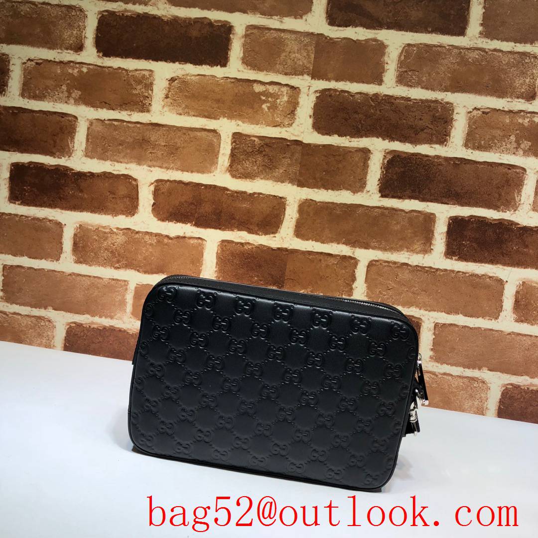 Gucci GG Supreme Men large black leather Clutch Bag Purse 