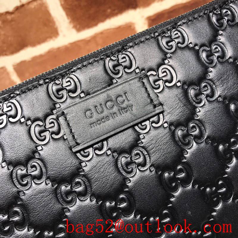 Gucci GG Signature large black leather Men Clutch Bag Purse