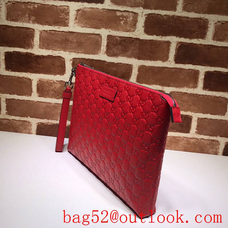 Gucci GG Signature large red leather Men Clutch Bag Purse