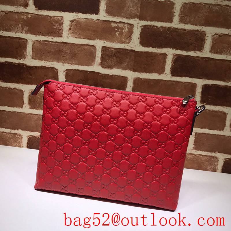 Gucci GG Signature large red leather Men Clutch Bag Purse