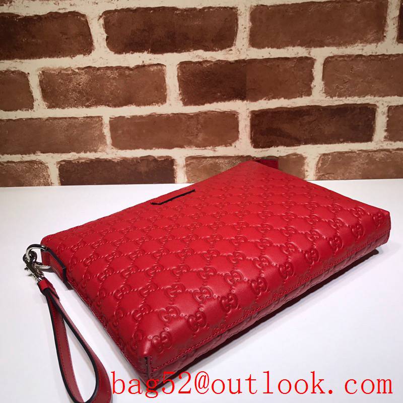 Gucci GG Signature large red leather Men Clutch Bag Purse