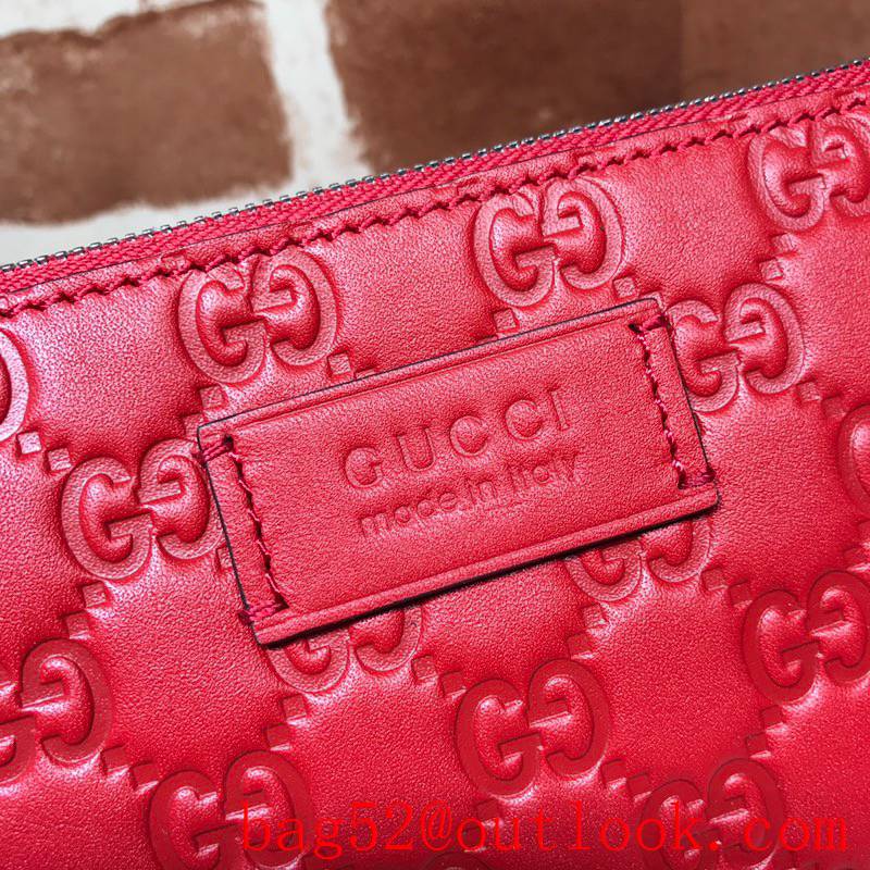 Gucci GG Signature large red leather Men Clutch Bag Purse