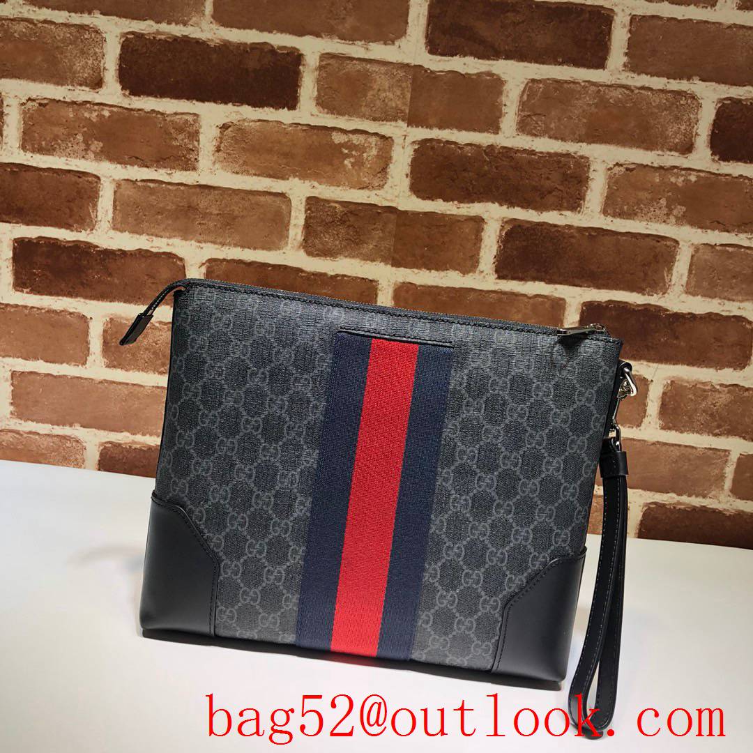 Gucci GG Supreme Ophidia Men gray large Clutch Bag Purse