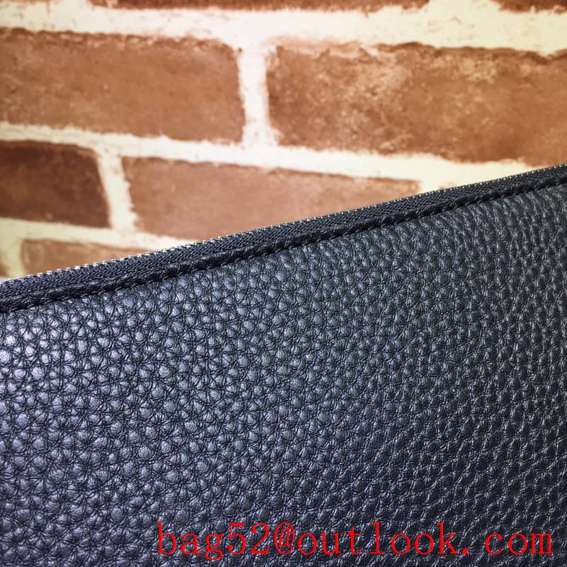 Gucci GG Grained Leather Men black large soho Clutch Bag Purse