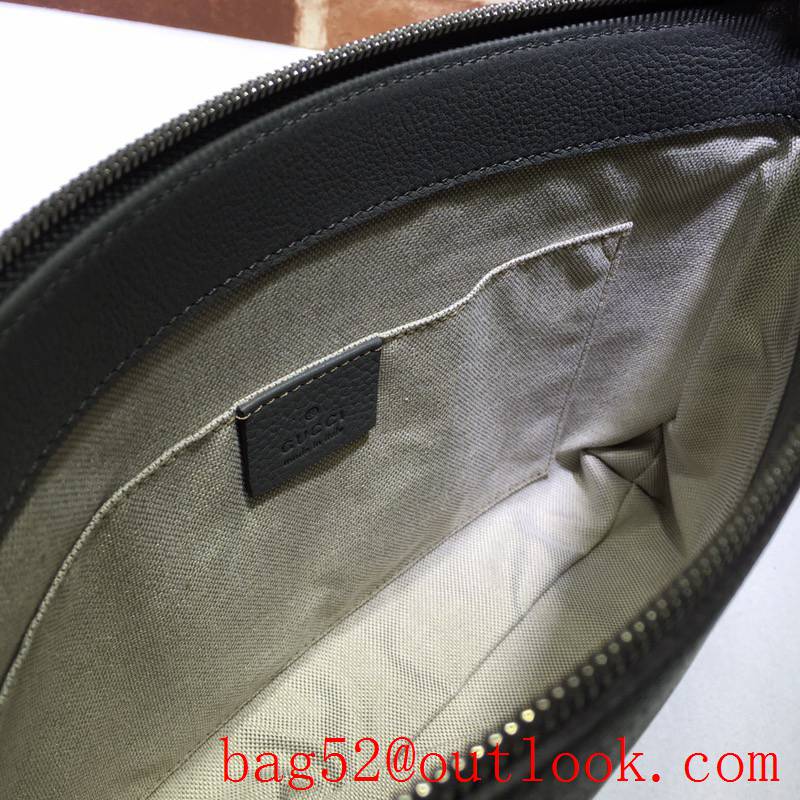 Gucci GG Grained Leather Men gray large soho Clutch Bag Purse