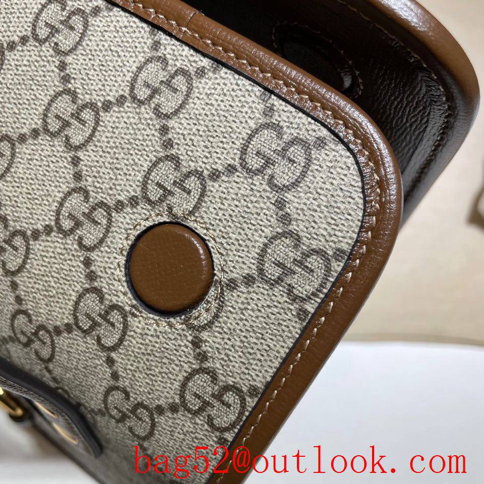 Gucci GG Supreme Horsebit brown Shoulder tote Bag 