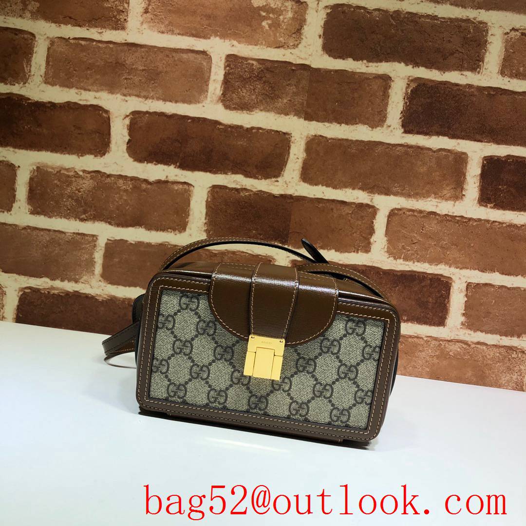 Gucci mini brown box Padlock GG Supreme Shoulder Bag