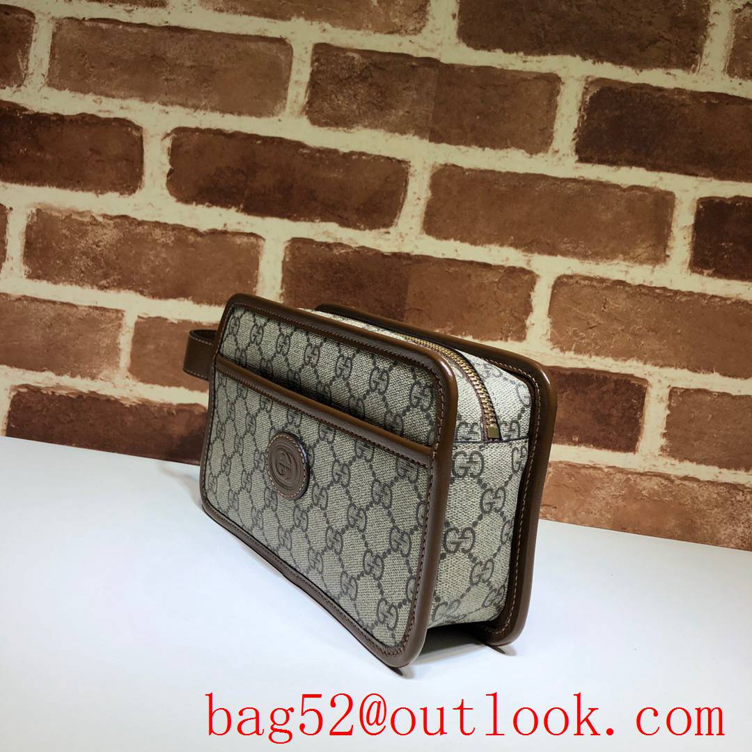 Gucci GG Supreme Men brown Clutch Bag Purse