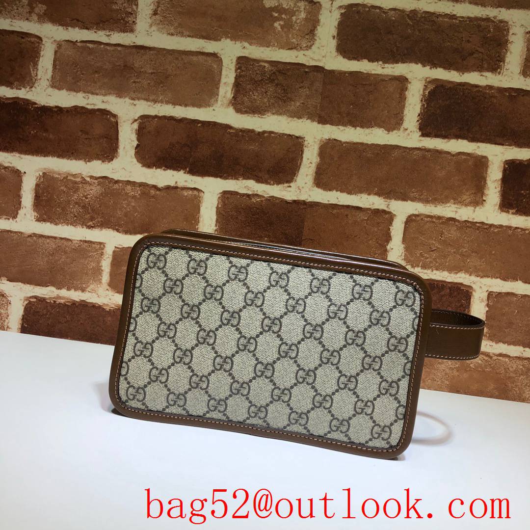 Gucci GG Supreme Men brown Clutch Bag Purse