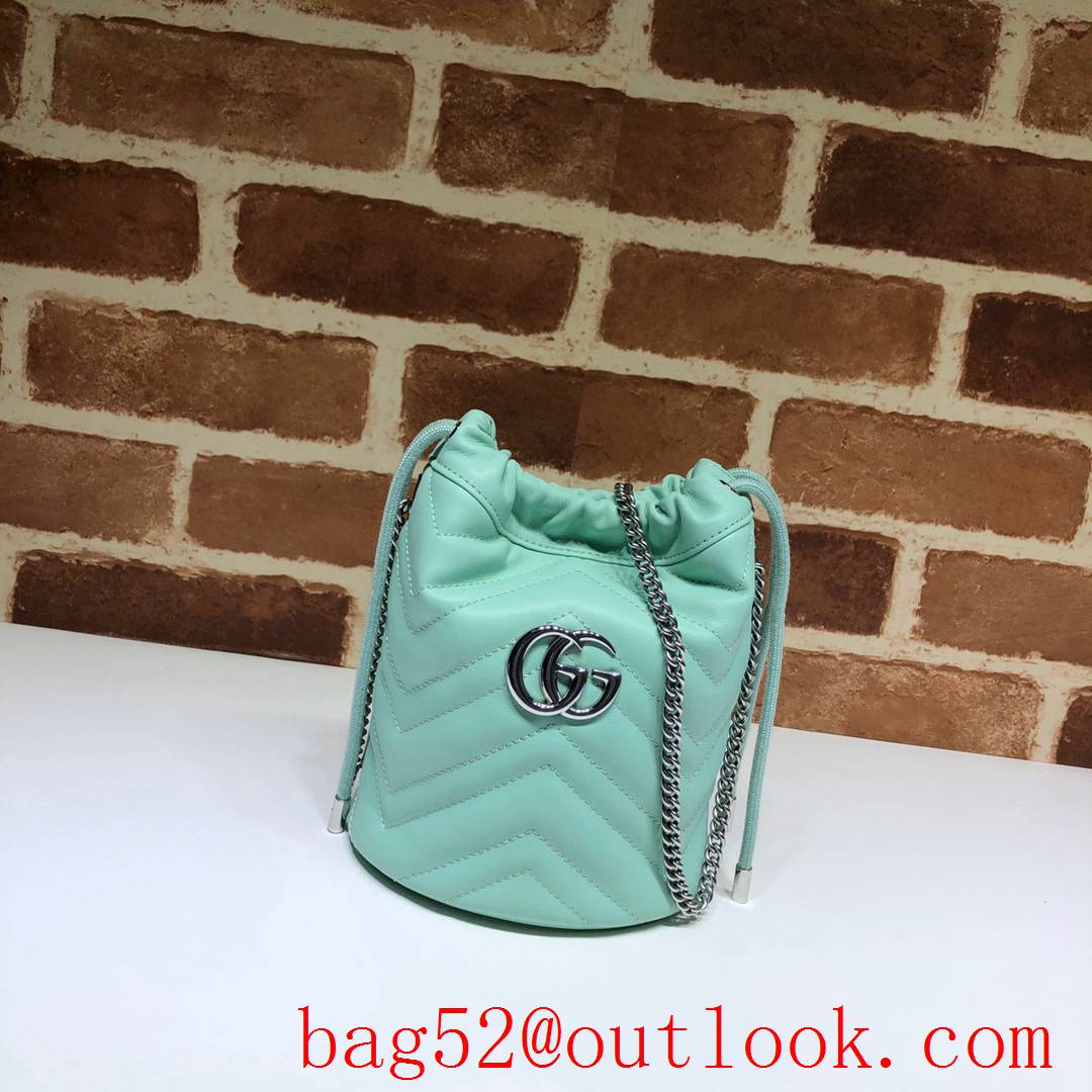 Gucci GG Marmont mini teal calfskin Bucket Bag