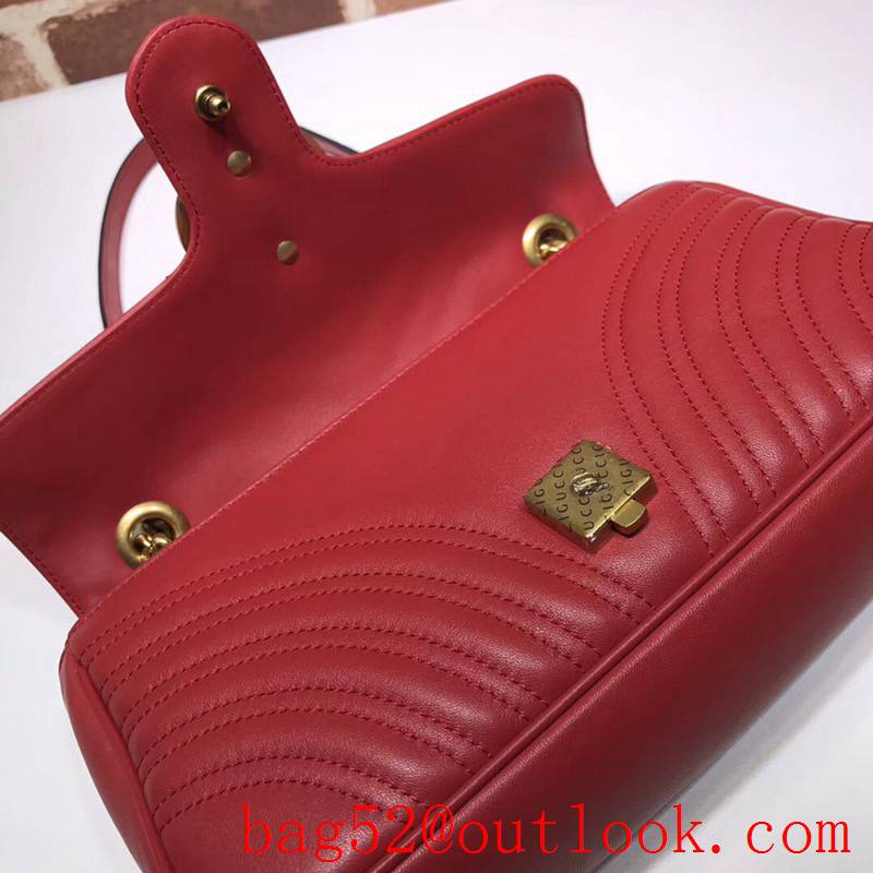 Gucci GG Marmont red calfskin chain Shoulder Bag