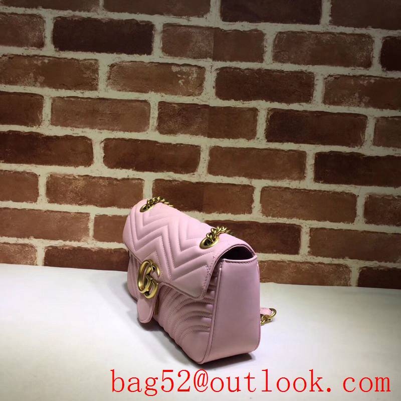 Gucci GG Marmont pink calfskin chain Shoulder Bag