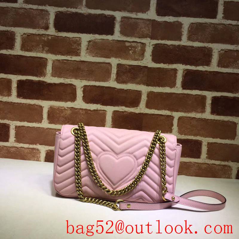 Gucci GG Marmont pink calfskin chain Shoulder Bag