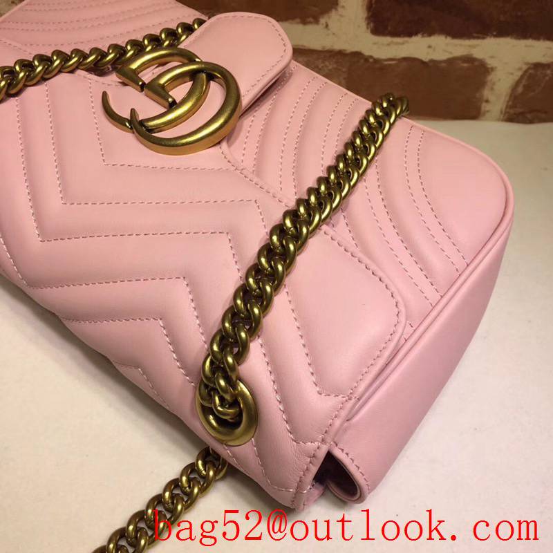 Gucci GG Marmont pink calfskin chain Shoulder Bag