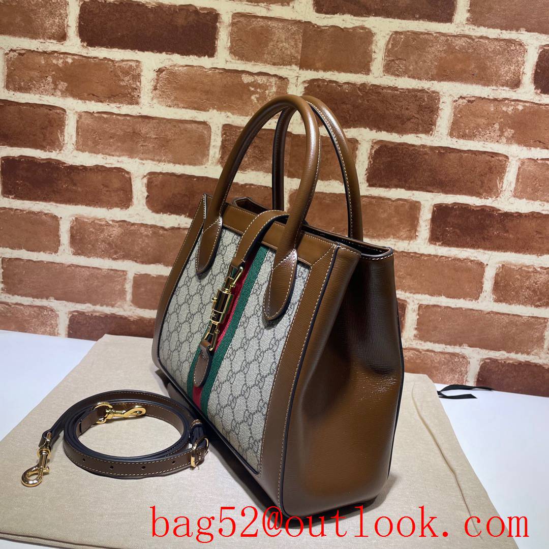 Gucci Jackie 1961 Medium Ophidia Brown Tote shoulder Bag