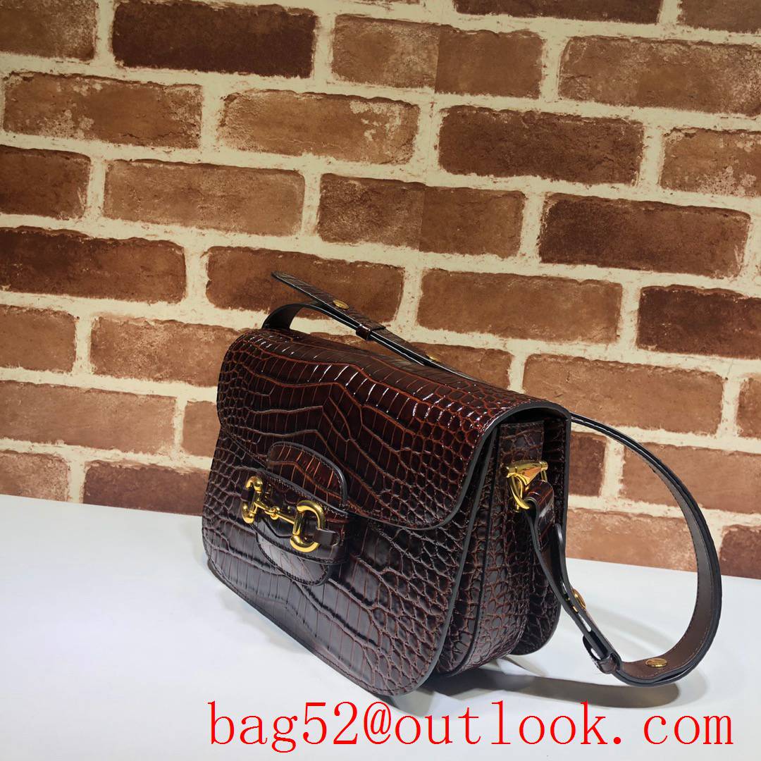 Gucci 1955 Horsebit Box coffee Real Leather shoulder bag