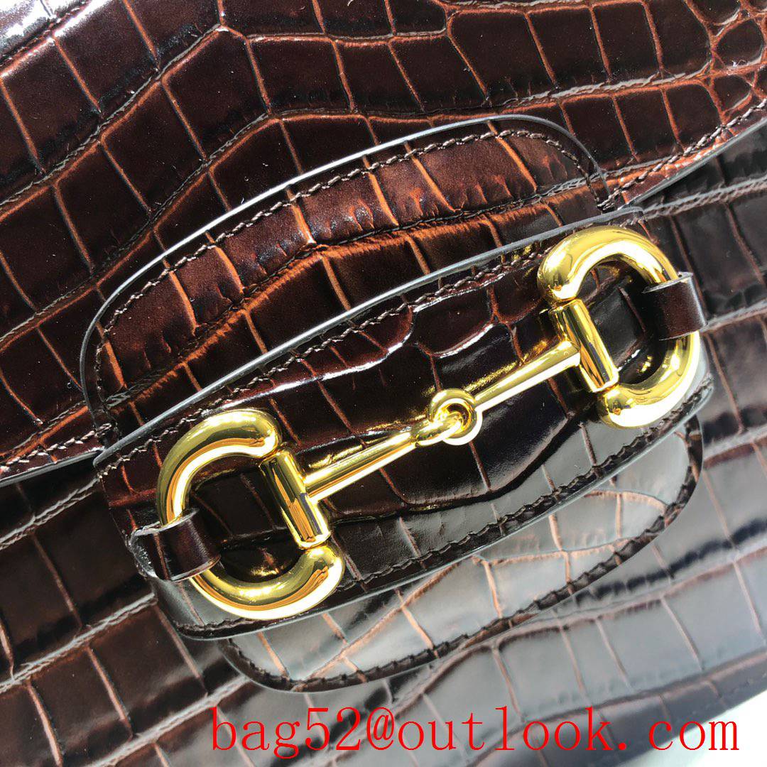 Gucci 1955 Horsebit Box coffee Real Leather shoulder bag