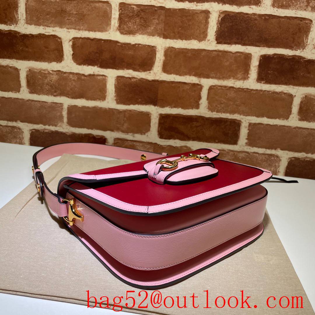 Gucci 1955 Horsebit Box pink v wine Real Leather shoulder bag