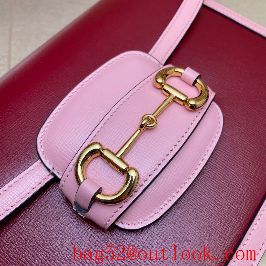 Gucci 1955 Horsebit Box pink v wine Real Leather shoulder bag
