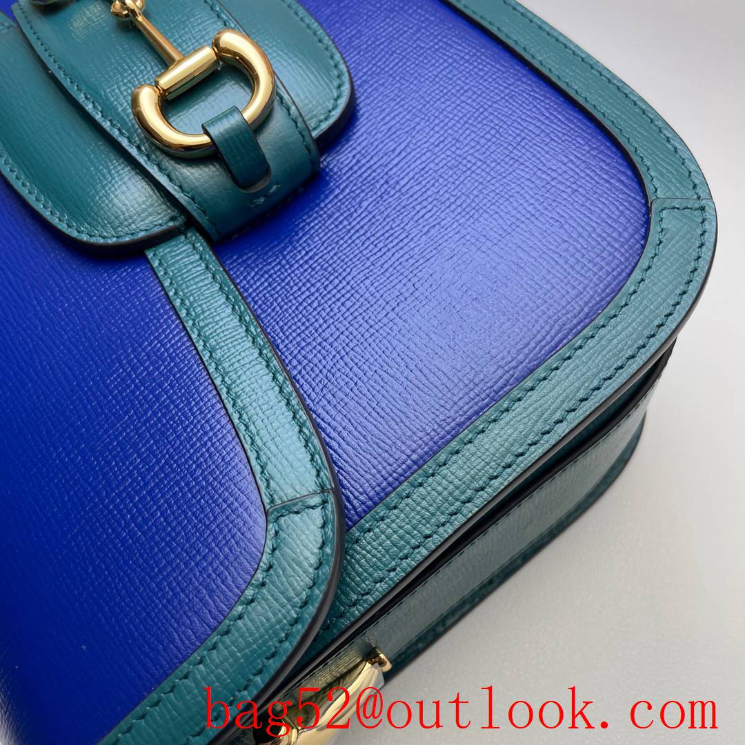 Gucci 1955 Horsebit Box blue Real Leather shoulder bag