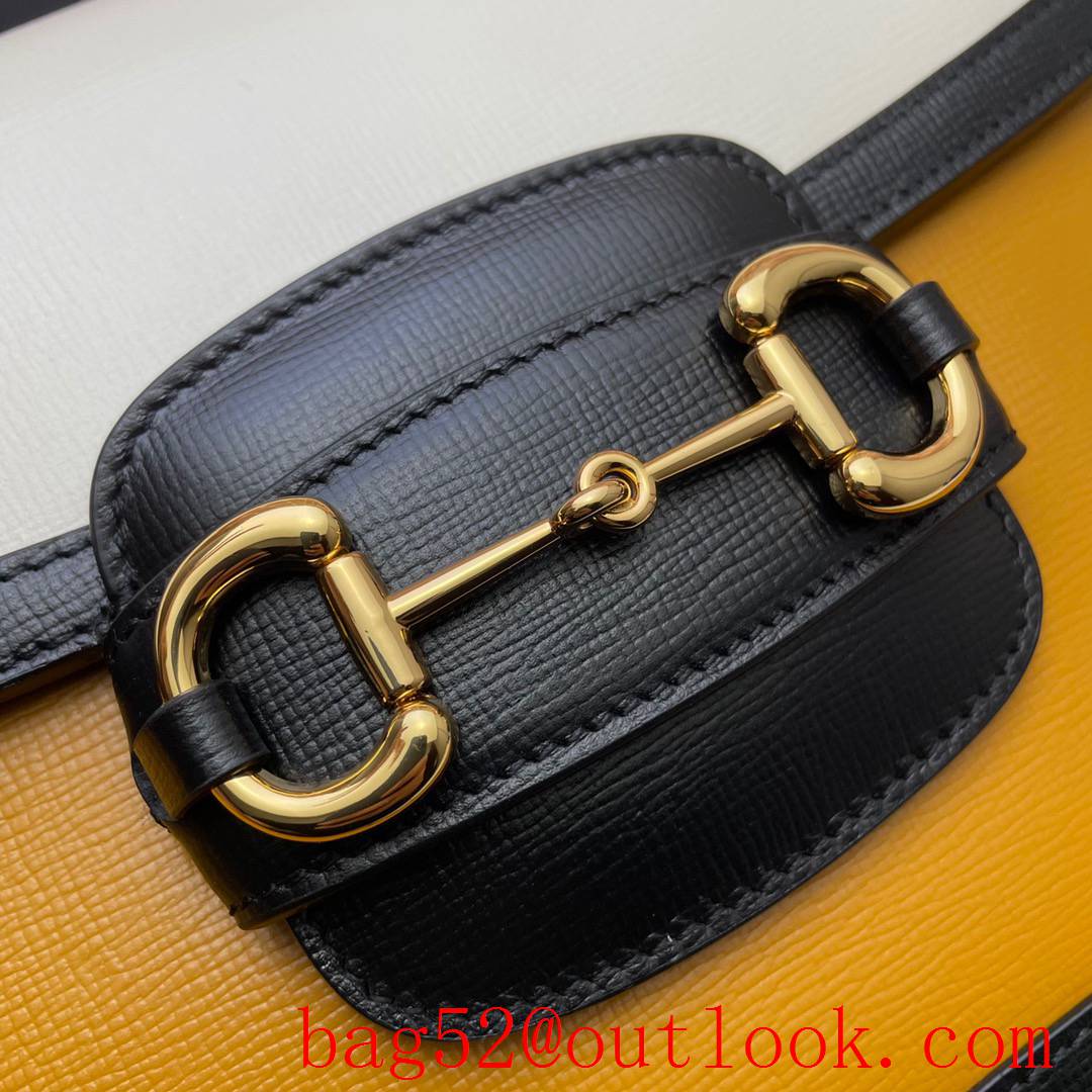 Gucci 1955 Horsebit Box tri-color Real Leather shoulder bag