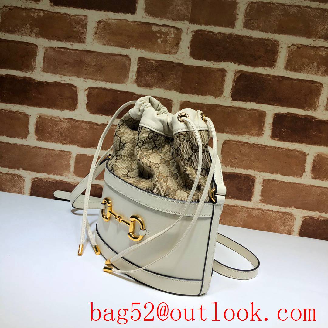 Gucci 1955 Horsebit Small cream calfskin Bucket shoulder Bag 