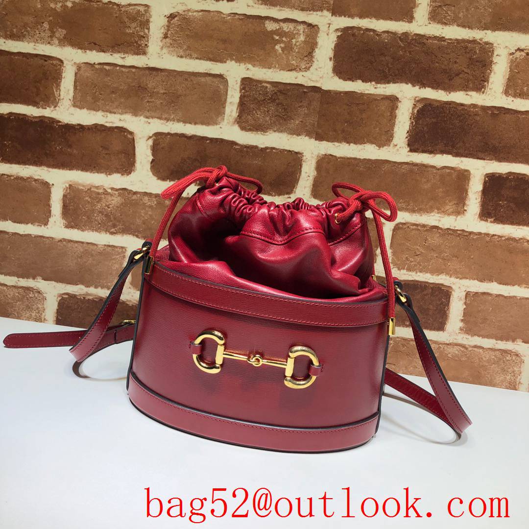 Gucci 1955 Horsebit Small red calfskin Bucket shoulder Bag