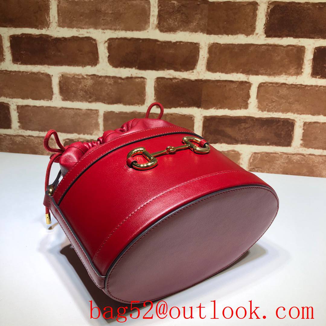 Gucci 1955 Horsebit Small red calfskin Bucket shoulder Bag 