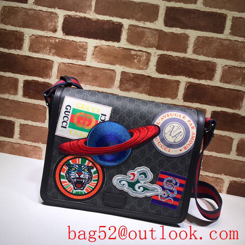Gucci men Embroidery GG Supreme Men Messenger Bag