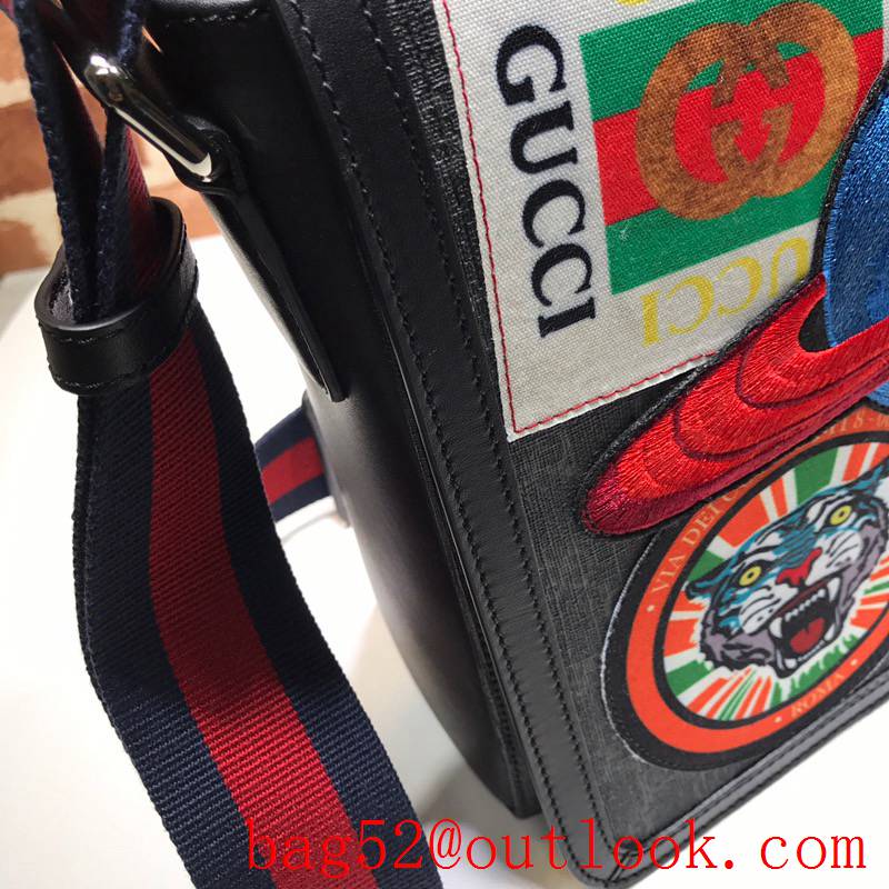 Gucci men Embroidery GG Supreme Men Messenger Bag 