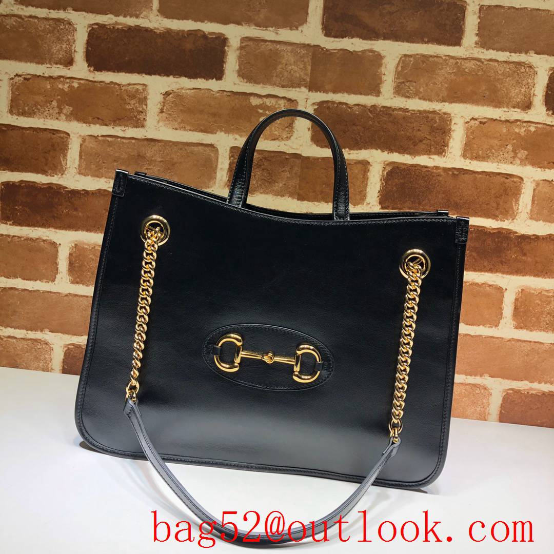 Gucci 1955 Horsebit Medium real leather black Tote shoulder Bag