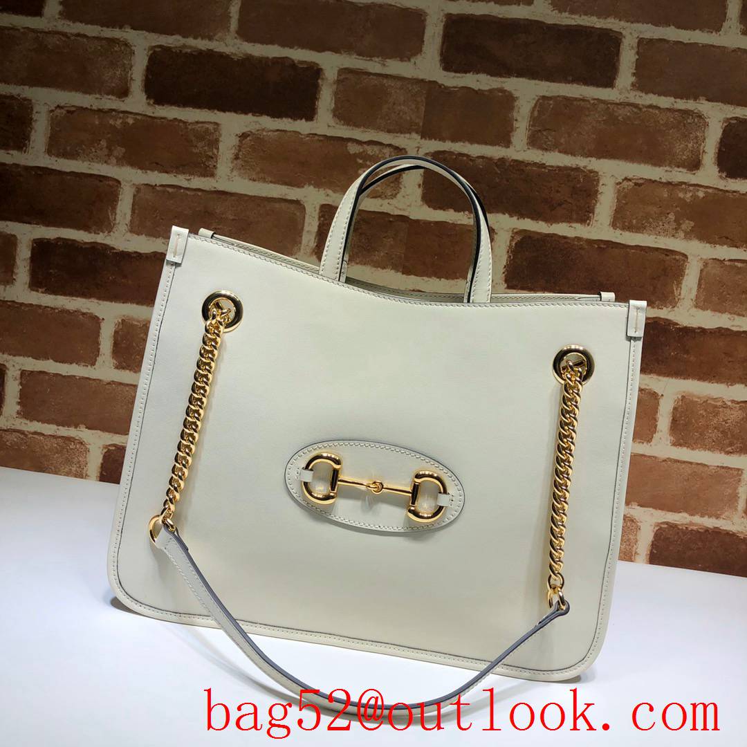 Gucci 1955 Horsebit Medium real leather white Tote shoulder Bag