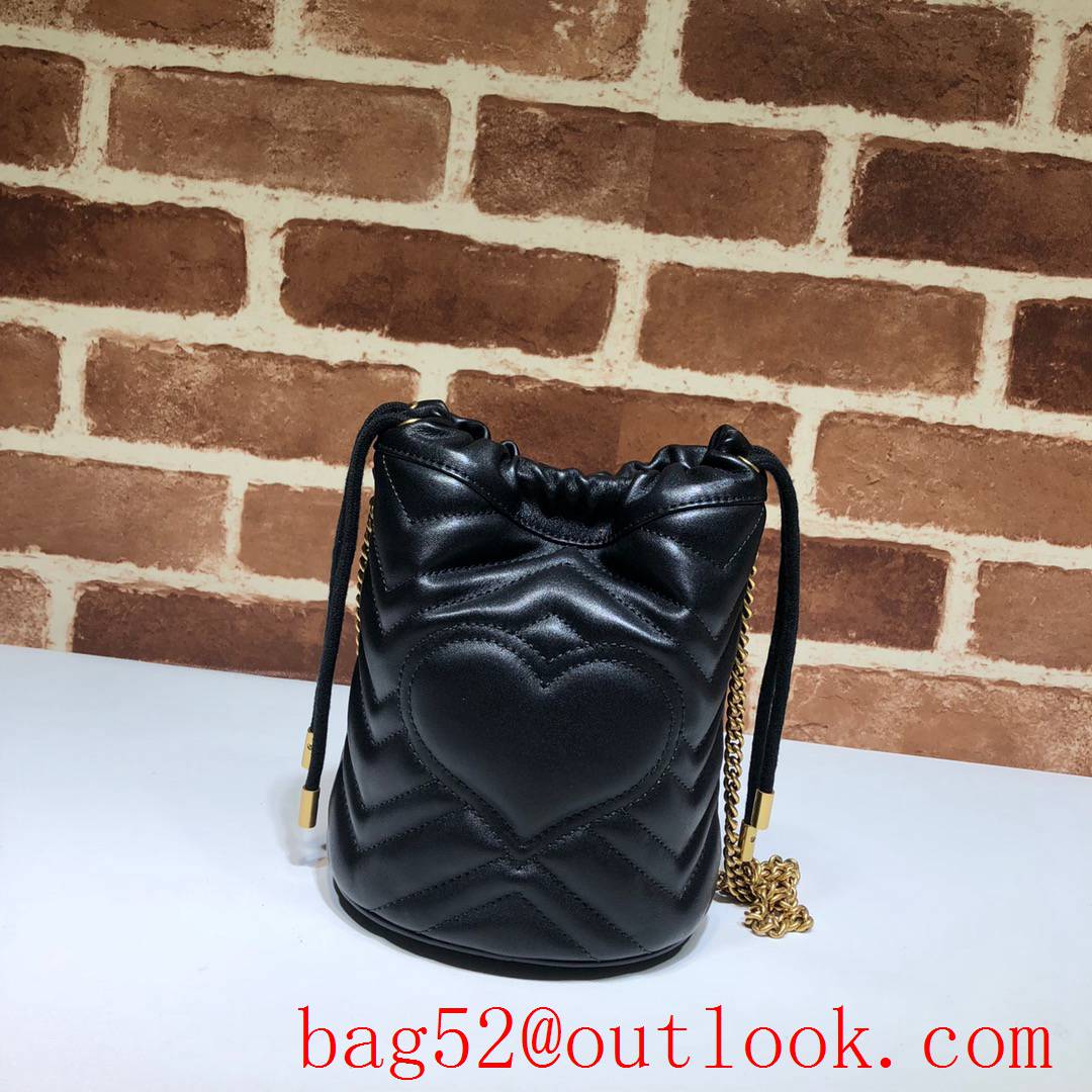 Gucci black small mini GG Marmont Leather shoulder Bucket Bag