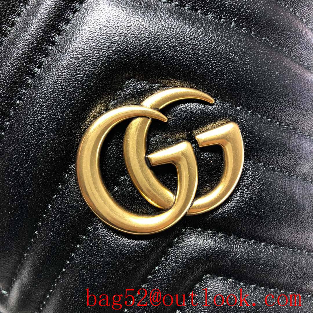 Gucci black small mini GG Marmont Leather shoulder Bucket Bag