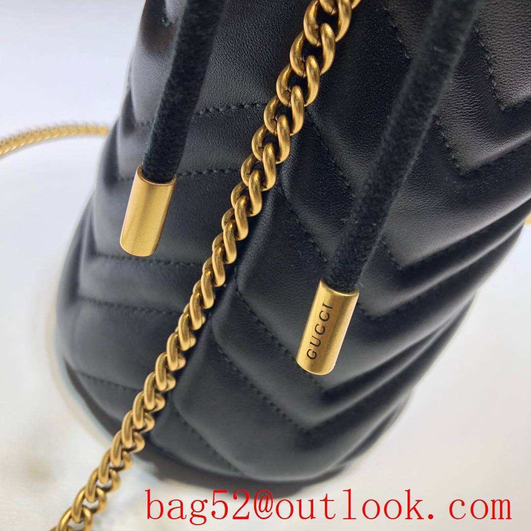 Gucci black small mini GG Marmont Leather shoulder Bucket Bag