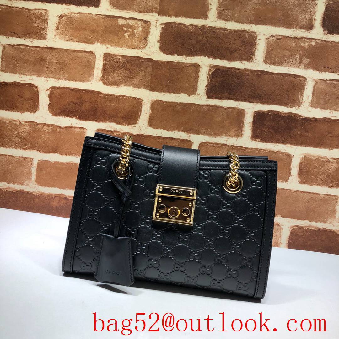 Gucci Padlock GG Signature Small black real leather Shoulder Bag